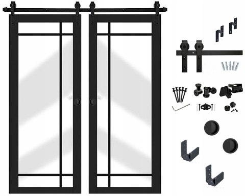 DRZWI PRZESUWNE PODWÓJNE LOFTOWE Szklone LOFT30