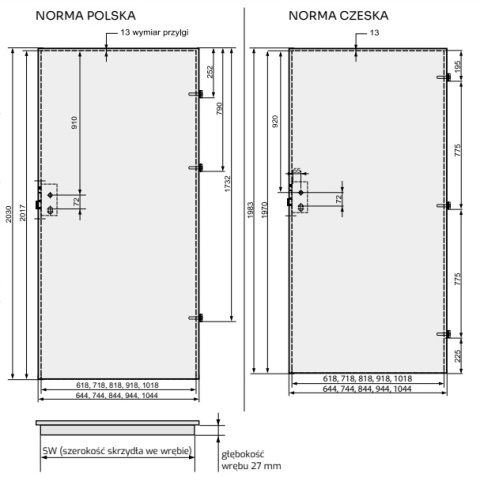 Drzwi Bezprzylgowe Moderno Lacobel Pełne z Ościeżnicą Stałą Kolory