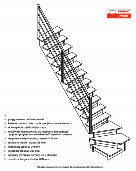 Schody Drewniane Zabiegowe Prawe Bukowe Poręcz Drewniana