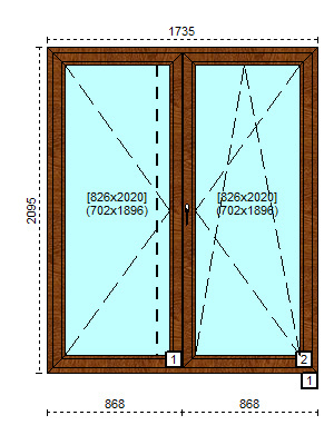 Okno 1735 x 2095 Drzwi Tarasowe Balkonowe Orzech Dwuskrzydłowe