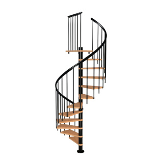 Schody spiralne Montreal Dąb-Czarne 140 cm wysokość 266-305 cm Classic 4 Schody Regulowane