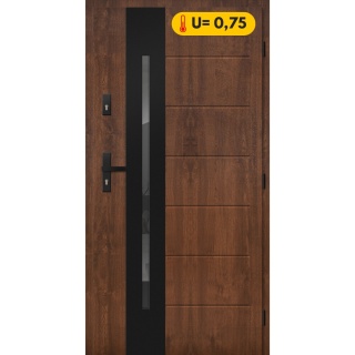 Ciepłe Drzwi Zewnętrzne Stalowe PASIV 72mm GRUBE U=0,75 Orzech Black